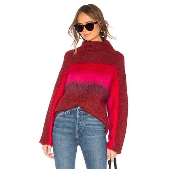 rag & bone Sweaters - Rag & Bone Women's Holland Funnel Neck Sweater In Burgundy Stripe Size L